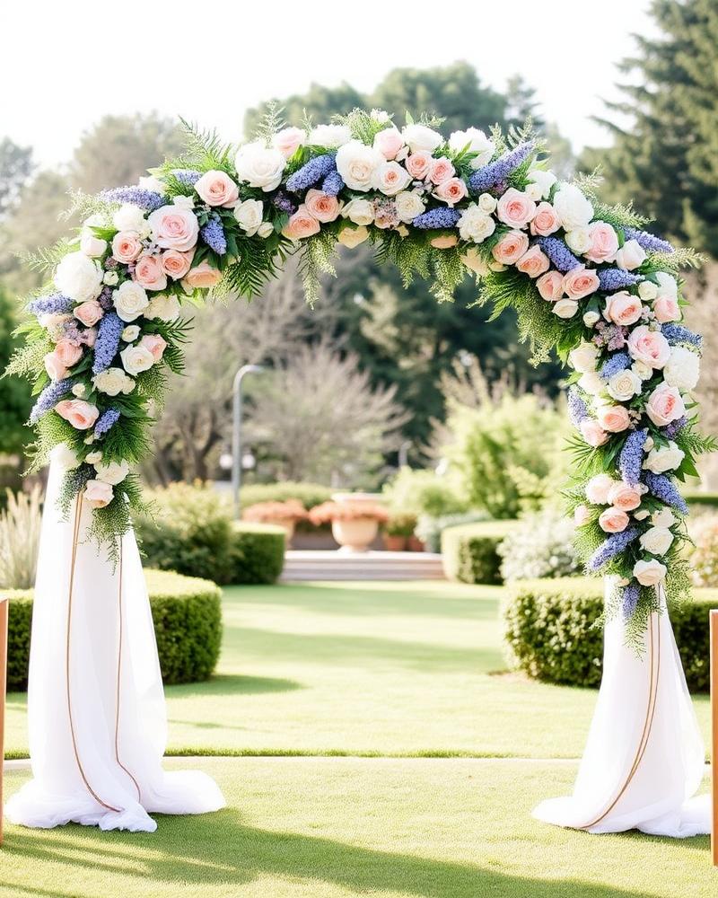 Floral wedding arch in a private garden